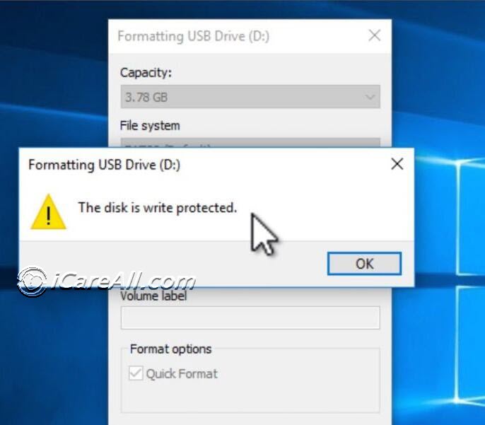 turn off write protection on flash drive